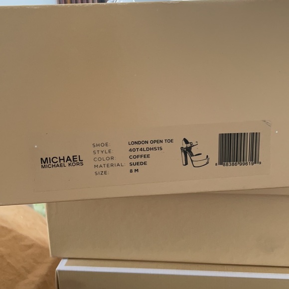 Michael Kors London open toe coffee suede heels - Picture 4 of 4